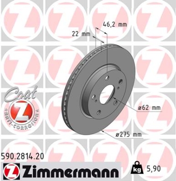 Zimmermann Bremsscheibe für TOYOTA AURIS (_E15_) vorne