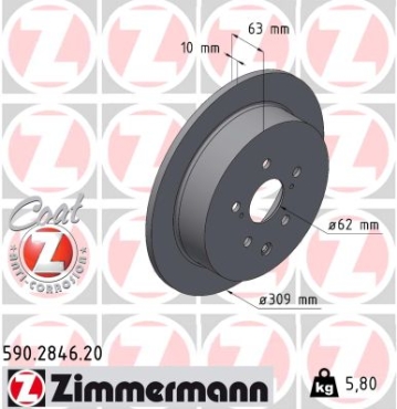 Zimmermann Brake Disc for TOYOTA HIGHLANDER / KLUGER (_U5_) rear