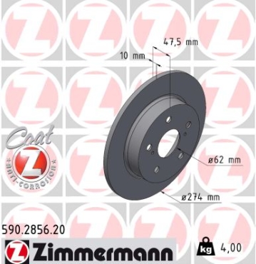 Zimmermann Brake Disc for TOYOTA COROLLA Schrägheck (_E21_, _EA1_, _EH1_) rear