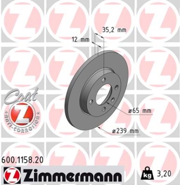 Zimmermann Brake Disc for VW PASSAT (32B) front