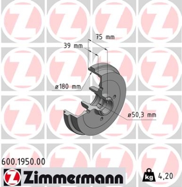 Zimmermann Brake Drum for VW PASSAT Variant (33) rear