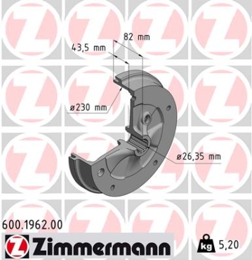 Zimmermann Brake Drum for VW KAEFER rear