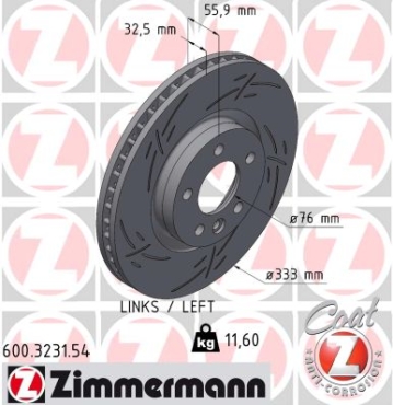 Zimmermann Sportbremsscheibe Black Z für VW TRANSPORTER T5 Kasten (7HA, 7HH, 7EA, 7EH) vorne links