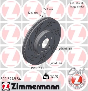 Zimmermann Sportbremsscheibe Black Z für VW MULTIVAN T6 (SGF, SGM, SGN, SHM, SHN) vorne links