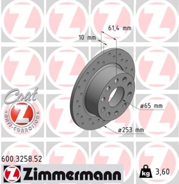 Zimmermann Sport Brake Disc for SKODA OCTAVIA III (5E3, NL3, NR3) rear