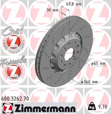 Zimmermann Bremsscheibe Formula Z für SKODA SUPERB II Kombi (3T5) vorne