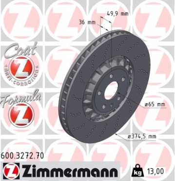 Zimmermann Bremsscheibe Formula Z für AUDI A3 Limousine (8YS, 8YM) vorne