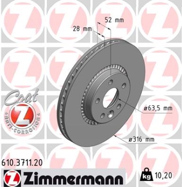 Zimmermann Brake Disc for LAND ROVER FREELANDER 2 (L359) front