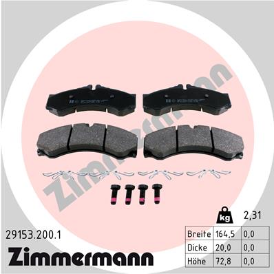 Zimmermann Brake pads for MERCEDES-BENZ SPRINTER 4-t Pritsche/Fahrgestell  (904) front/rear - Zimmermann Bremsentechnik