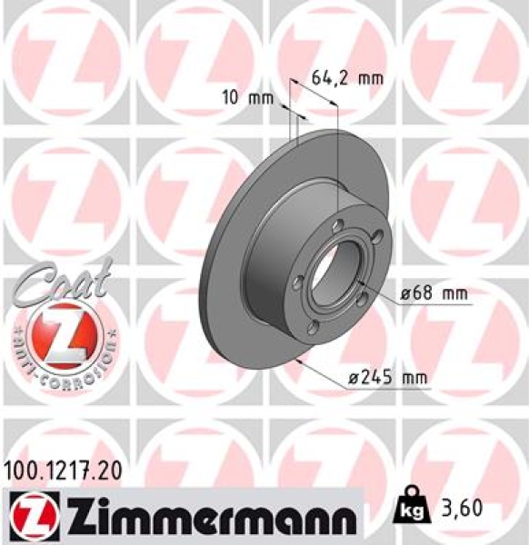 Zimmermann Brake Disc for SKODA SUPERB I (3U4) rear