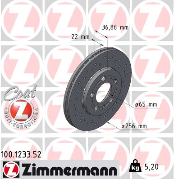 Zimmermann Sport Brake Disc for SKODA FABIA II Combi (545) front