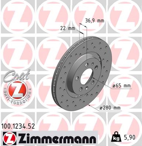 Zimmermann Sport Brake Disc for SKODA OCTAVIA I (1U2) front
