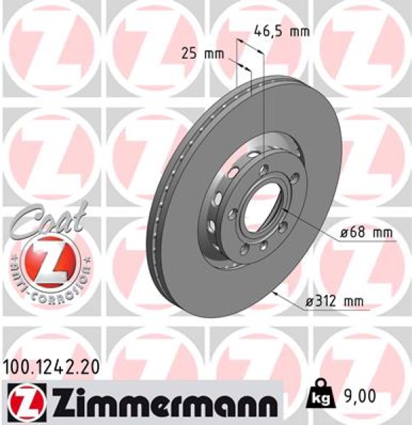 Zimmermann Brake Disc for SEAT EXEO (3R2) front