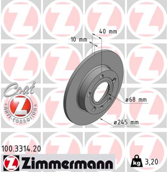 Zimmermann Brake Disc for SEAT EXEO ST (3R5) rear