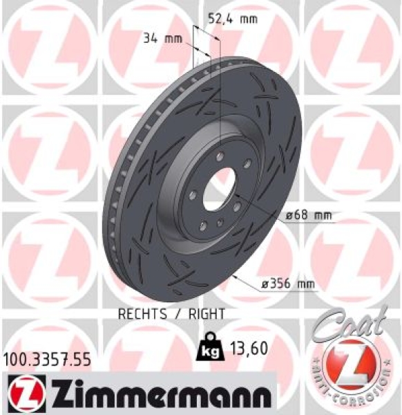 Zimmermann Sportbremsscheibe Black Z für AUDI A6 C7 Avant (4G5, 4GD) vorne rechts