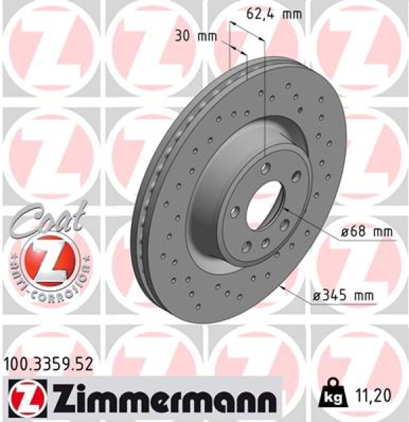 Zimmermann Sportbremsscheibe Sport Z für AUDI A6 Allroad (4GH, 4GJ, C7) vorne