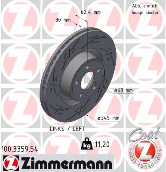 Zimmermann Sportbremsscheibe Black Z für AUDI A6 Allroad C7 (4GH, 4GJ) vorne links