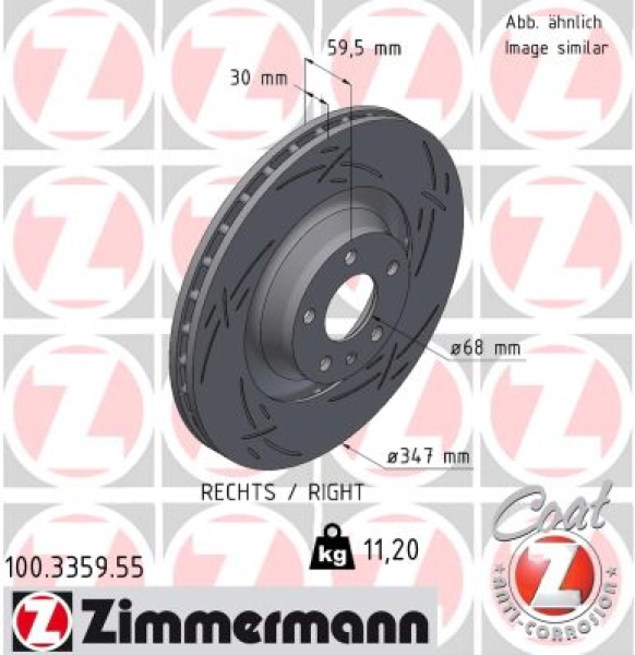 Zimmermann Sportbremsscheibe Black Z für AUDI A6 Allroad C7 (4GH, 4GJ) vorne rechts