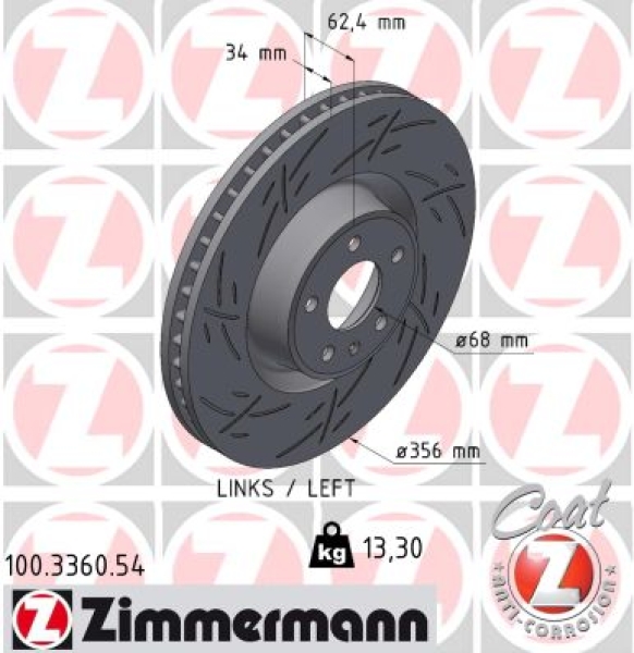 Zimmermann Sportbremsscheibe Black Z für AUDI A6 Allroad C7 (4GH, 4GJ) vorne