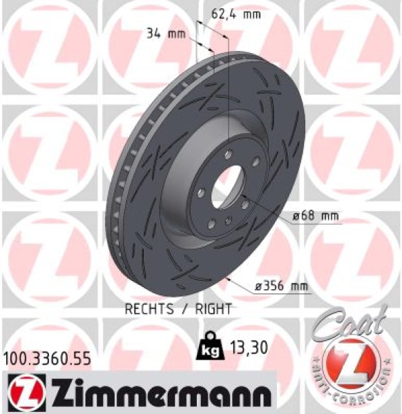 Zimmermann Sportbremsscheibe Black Z für AUDI A6 Allroad C7 (4GH, 4GJ) vorne