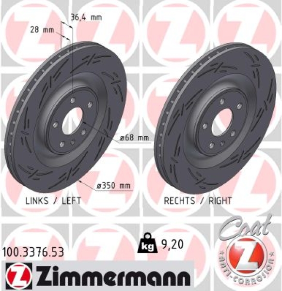 Zimmermann Sport Brake Disc for AUDI A8 D5 (4N2, 4N8, 4NC, 4NL) rear