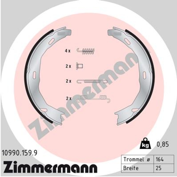Zimmermann Brake Shoe Set for MERCEDES-BENZ C-KLASSE (W204) rear / parking brake