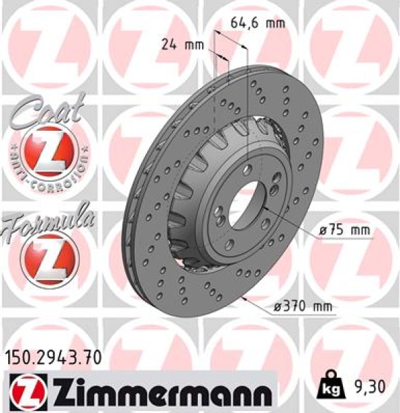 Zimmermann Brake Disc for BMW 4 Coupe (F32, F82) rear right