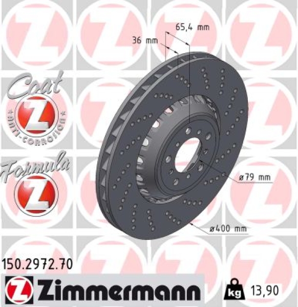 Zimmermann Bremsscheibe Formula Z für BMW 2 Coupe (F22, F87) vorne rechts