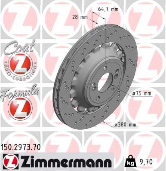 Zimmermann Bremsscheibe Formula Z für BMW 2 Coupe (F22, F87) hinten links