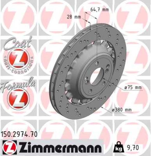 Zimmermann Bremsscheibe Formula Z für BMW 2 Coupe (F22, F87) hinten rechts