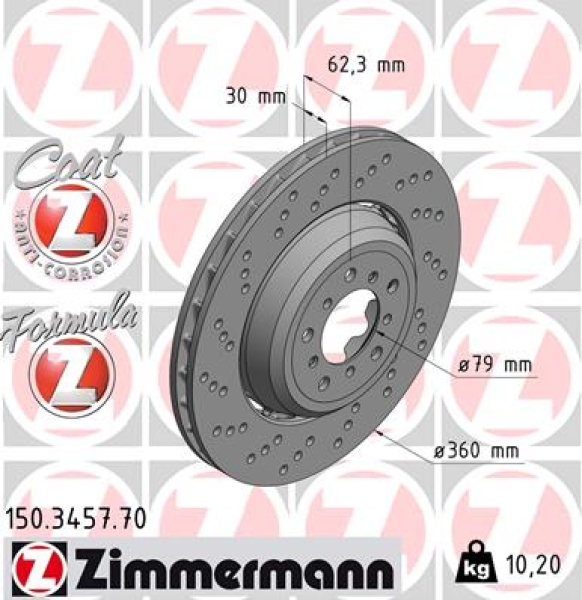 Zimmermann Brake Disc for BMW 1 Coupe (E82) front left