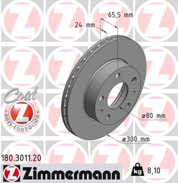Zimmermann Brake Disc for CITROËN JUMPER Kasten (244) front