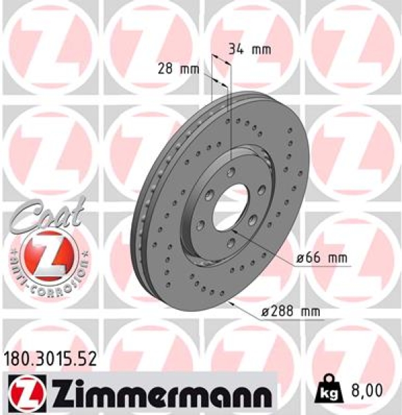 Zimmermann Sport Brake Disc for CITROËN XANTIA Break (X1_, X2_) front