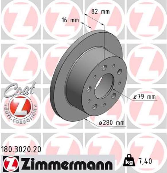 Zimmermann Bremsscheibe für CITROËN JUMPER Pritsche/Fahrgestell (244) hinten