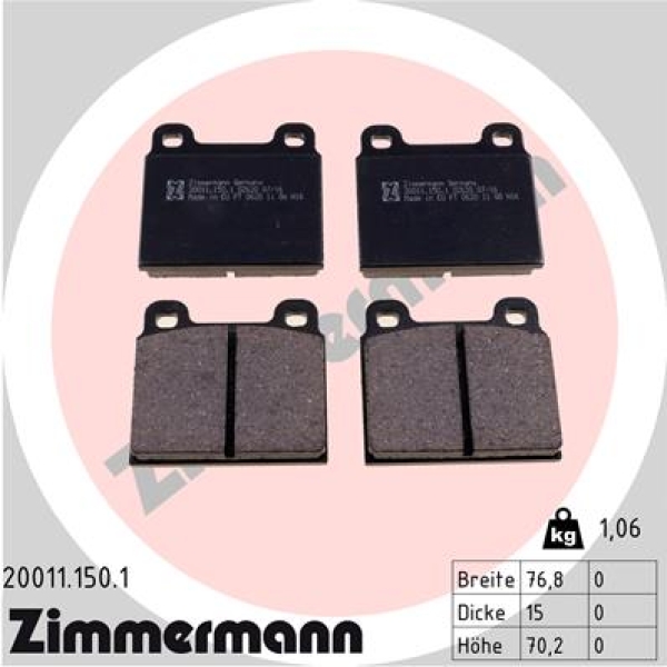 Zimmermann Brake pads for OPEL ADMIRAL B front