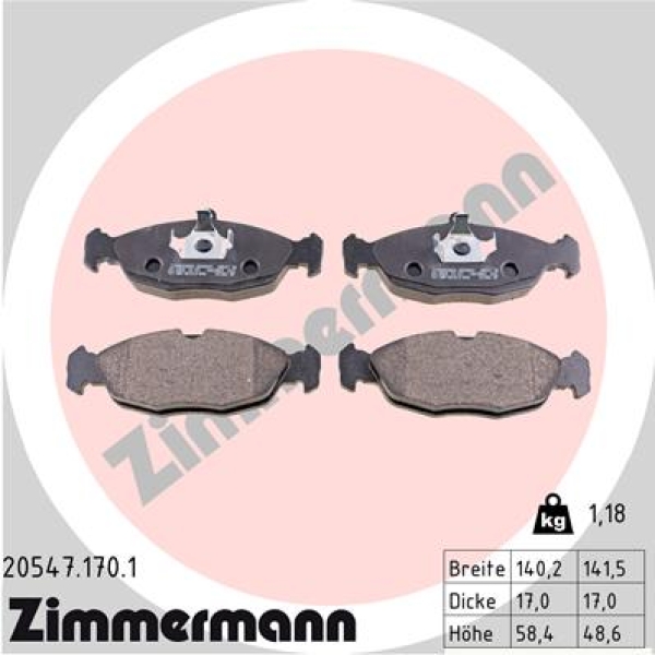 Zimmermann Brake pads for OPEL ASTRA F Van (T92) front