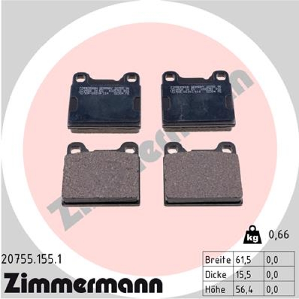 Zimmermann Brake pads for VOLVO 940 Kombi (945) rear