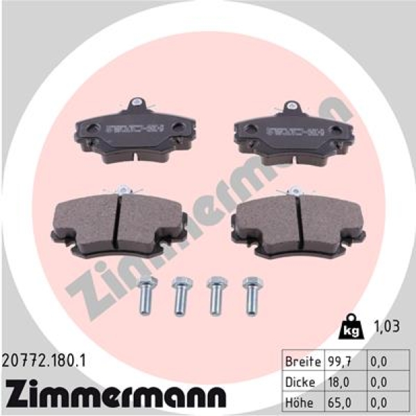 Zimmermann Brake pads for RENAULT 19 II (B/C53_) front