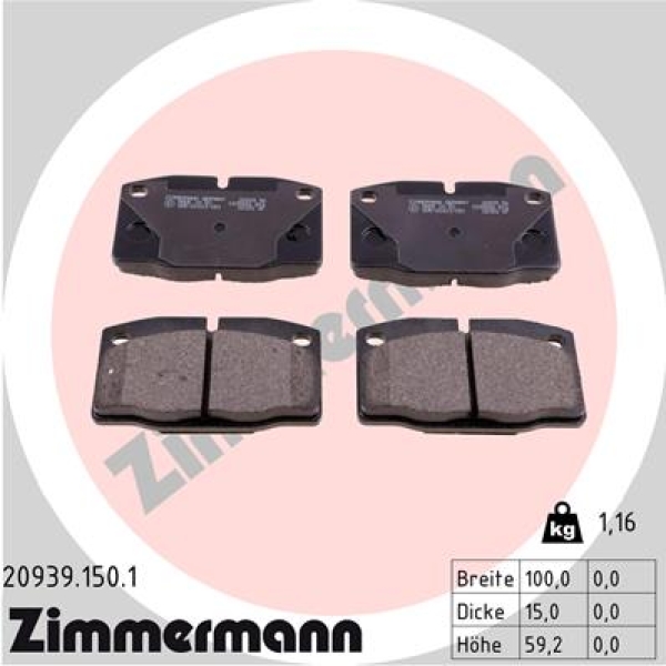 Zimmermann Brake pads for OPEL REKORD E Caravan (61_, 66_, 67_) front