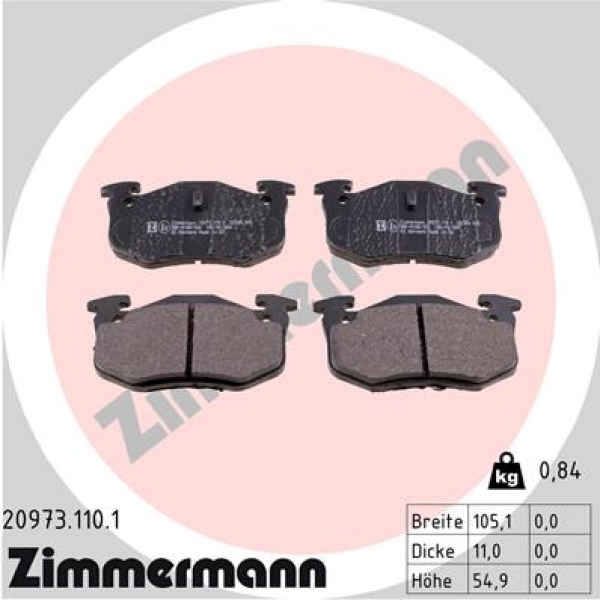 Zimmermann Brake pads for CITROËN XSARA (N1) rear