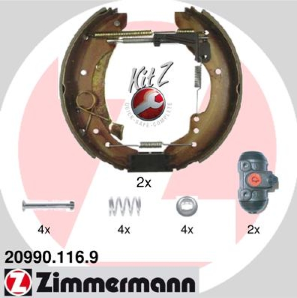 Zimmermann Brake Shoe Kit for CITROËN JUMPER Pritsche/Fahrgestell (230) rear