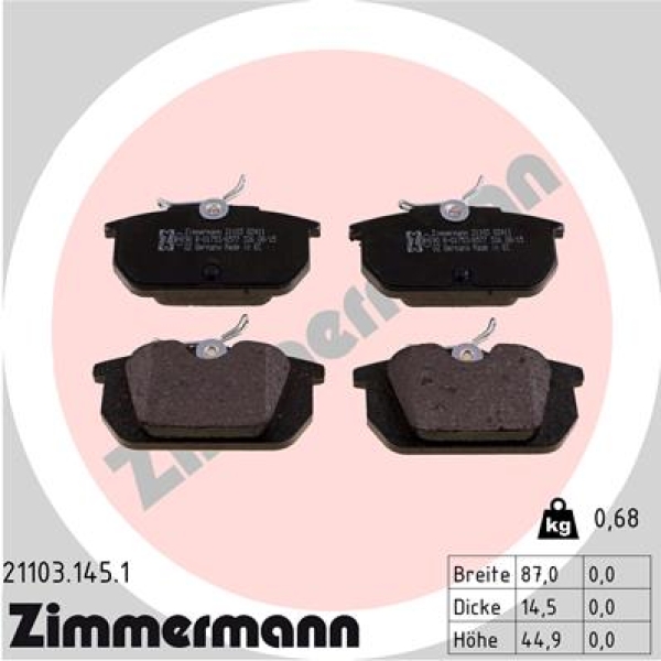 Zimmermann Brake pads for FIAT PUNTO (176_) rear