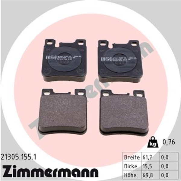 Zimmermann Brake pads for MERCEDES-BENZ CLK (C209) rear