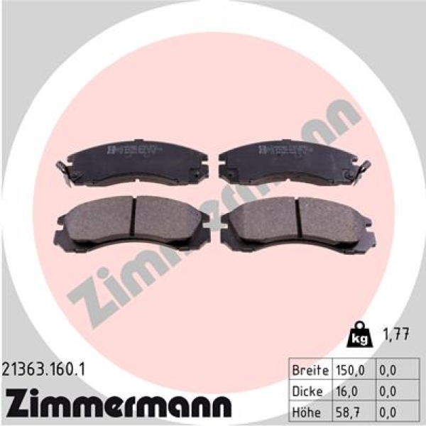 Zimmermann Bremsbeläge für MITSUBISHI L 200 (K7_T, K6_T) vorne