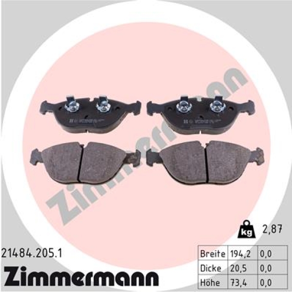 Zimmermann Brake pads for MERCEDES-BENZ E-KLASSE (W210) front