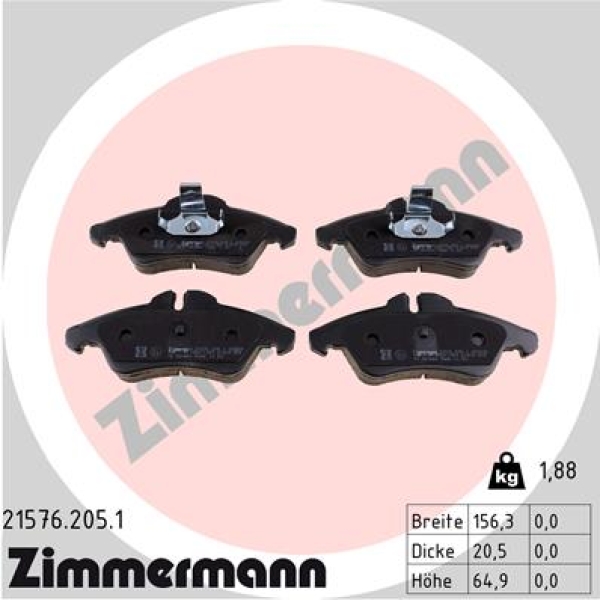 Zimmermann Brake pads for MERCEDES-BENZ SPRINTER 4-t Kasten (904) front