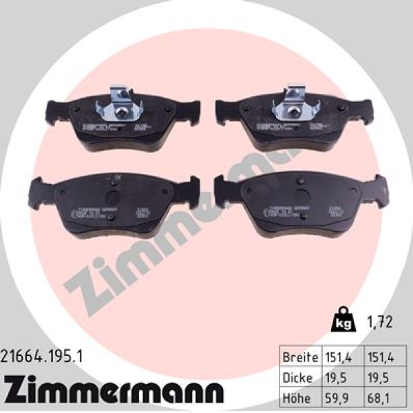 Zimmermann Brake pads for MERCEDES-BENZ SLK (R170) front
