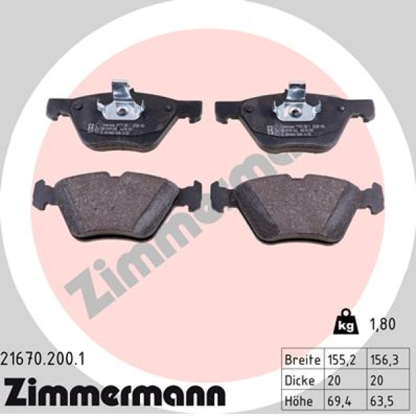 Zimmermann Brake pads for CHRYSLER CROSSFIRE Roadster front