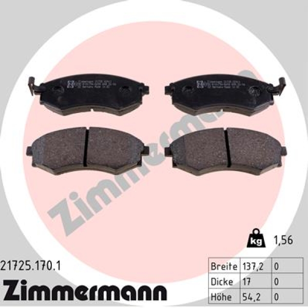 Zimmermann Brake pads for HYUNDAI MATRIX (FC) front