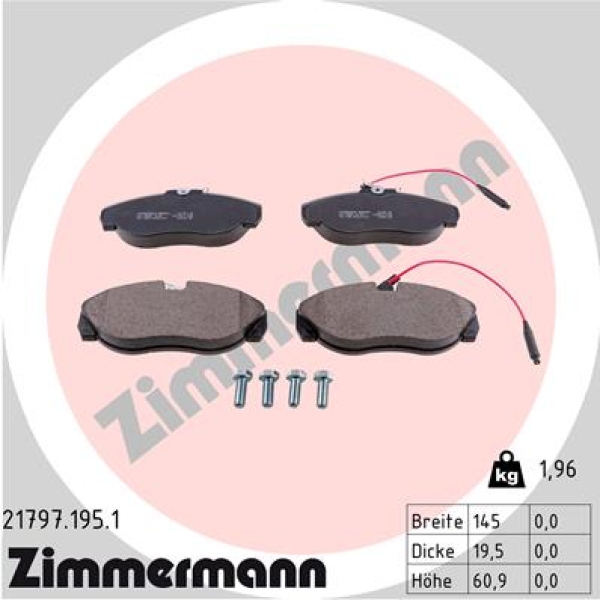Zimmermann Bremsbeläge für CITROËN JUMPER Pritsche/Fahrgestell (230) vorne